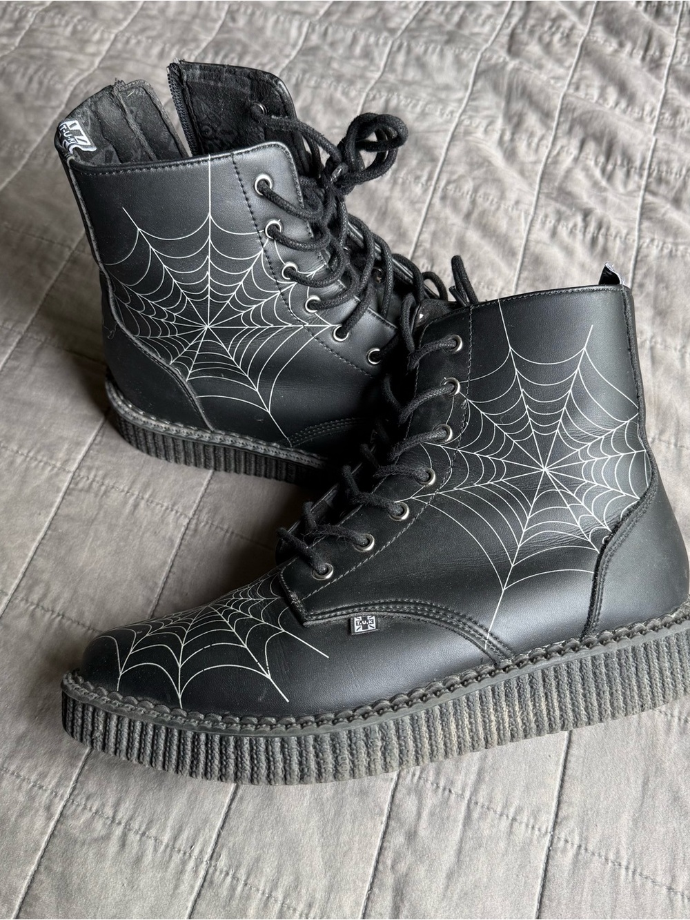 T.U.K Black Spiderweb Glow Creeper Boot